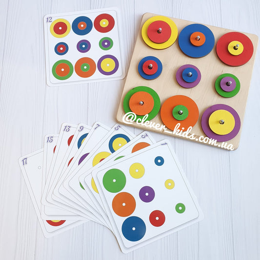 Wooden colour and logic sorting tool used in a short structured activity for a child with ADHD
