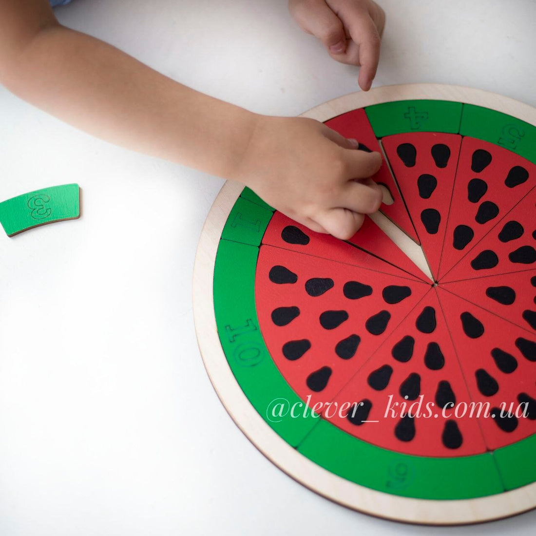 Wooden watermelon counting puzzle for toddler number sense practice