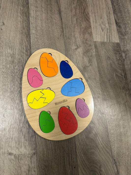 Wooden Puzzle Educational kids Rainbow Basket (small)
