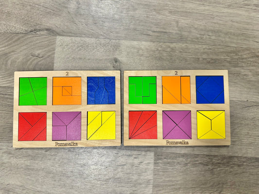 Wooden Puzzle Educational kids Fold square Nikitin, level 2