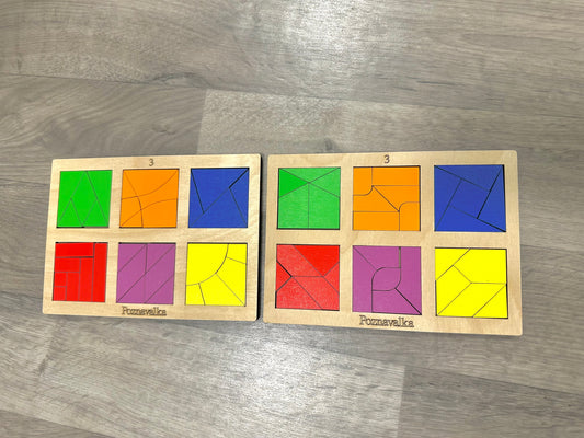Wooden Puzzle Educational kids Fold square Nikitin, level 3
