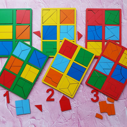 Wooden Foldable Puzzle for Kids – Montessori Educational Toy for Fine Motor Skills Nikitin level 3