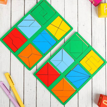 Wooden Foldable Puzzle for Kids – Montessori Educational Toy for Fine Motor Skills Nikitin level 2