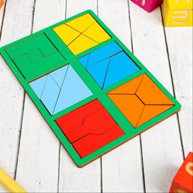 Wooden Foldable Puzzle for Kids – Montessori Educational Toy for Fine Motor Skills Nikitin level 2