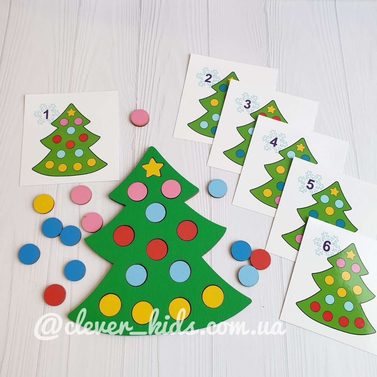 Wooden Montessori Math Christmas Tree — Counting & Fine Motor Toy