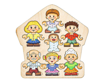 Wooden Family Character Builder — Social Storytelling Puzzle