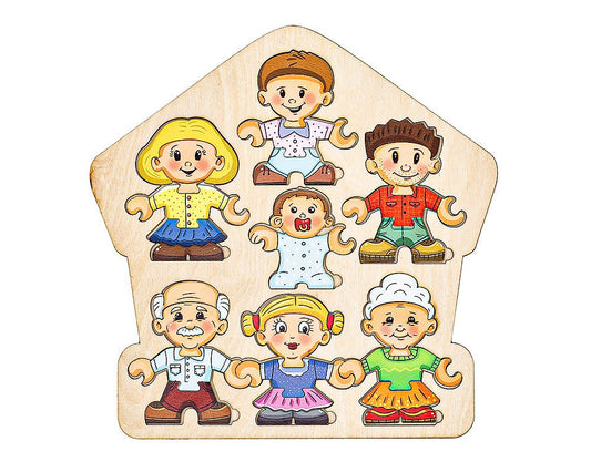 Wooden Family Character Builder — Social Storytelling Puzzle