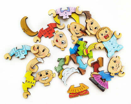 Wooden Family Character Builder — Social Storytelling Puzzle