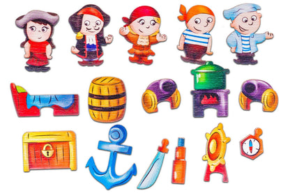 Wooden Pirate Ship Puzzle — Vocabulary & Storytelling Toy