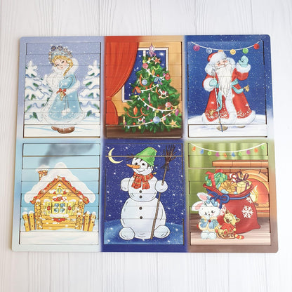 Wooden New Year Stick Puzzles — 6-in-1 Holiday Puzzle Set – wooden holiday stick puzzle set